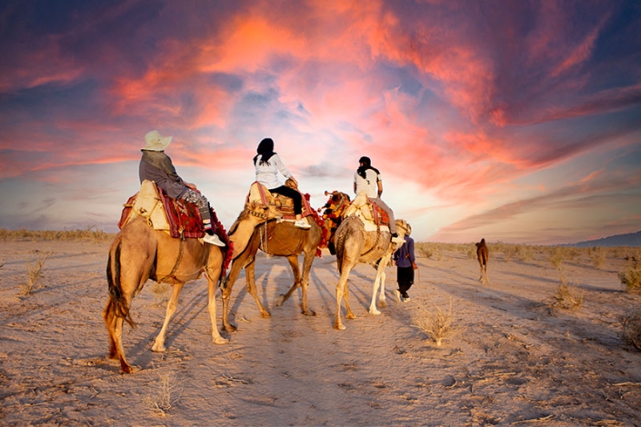 Camel Riding and sunset